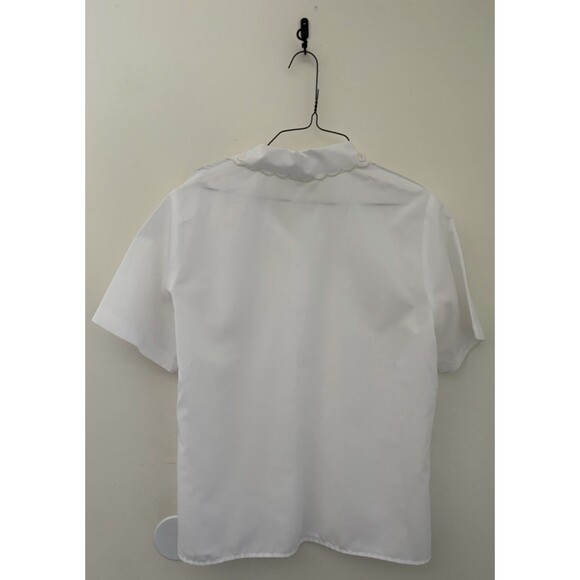 Vintage Nikki Ivory Short Sleeve Blouse Womens 11/12 Lace Collar Button Front - Picture 6 of 6